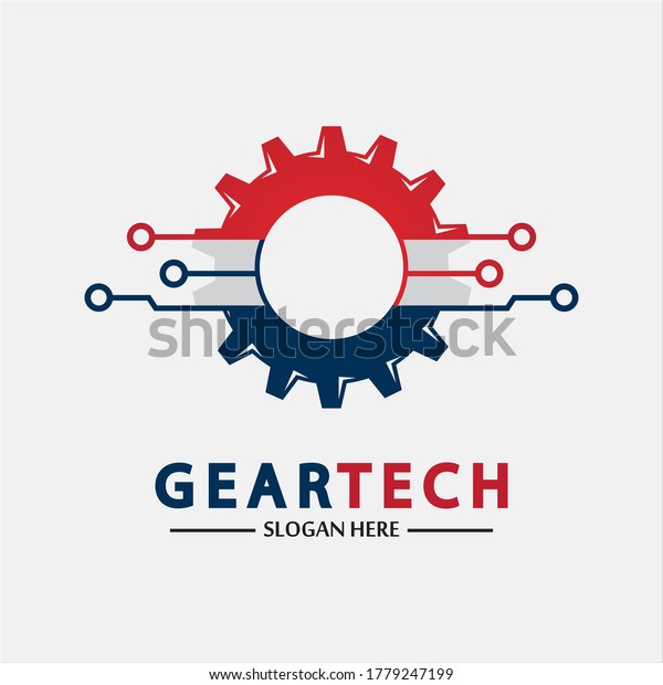 Tech gear logo vector design template. Technology\
Logo Template Design Vector, Emblem, Design Concept, Creative\
Symbol, Icon