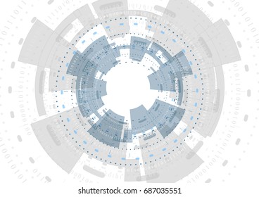 Tech gears with binary code abstract background. Vector design