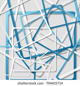Fondo geométrico tecnológico de cuadrados abstractos. Diseño vectorial azul y gris
