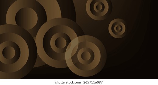 Tech geometric background with abstract golden and black circles. Vector design.