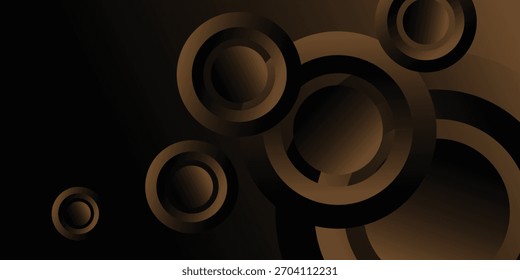 Tech geometric background with abstract golden and black circles. Vector design.

