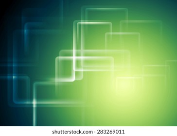 Tech geometric background with blurred squares. Vector design