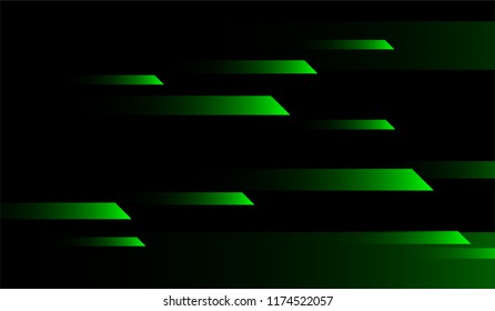 Tech Geometric Background. Gradient Shapes on Black Background. Bright Trendy Design for Card, Banner, Placard.
