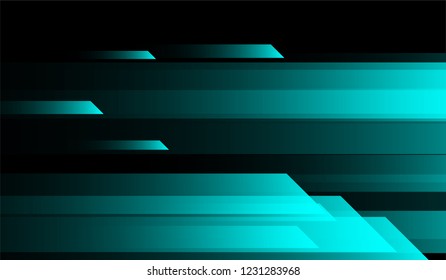 Tech Geometric Background. Gradient Shapes on Black Background. Bright Trendy Design for Card, Cover, Banner.