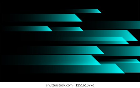 Tech Geometric Background. Gradient Shapes on Black Background. Bright Dynamic Design for Print, Brochure, Placard.