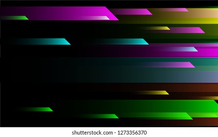 Tech Geometric Background. Gradient Shapes on Black Background. Bright Modern Design for Print, Cover, Poster.