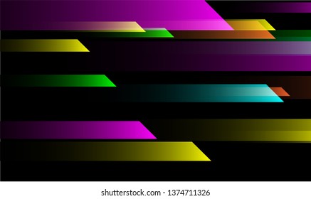 Tech Geometric Background. Gradient Shapes on Black Background. Colorful Futuristic Design for Wallpaper, Brochure, Placard.