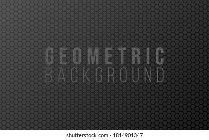 Tech geometric black background with hexagon texture. Vector design eps 10.