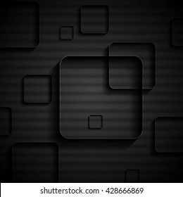 Tech geometric black background with squares. Vector design eps 10