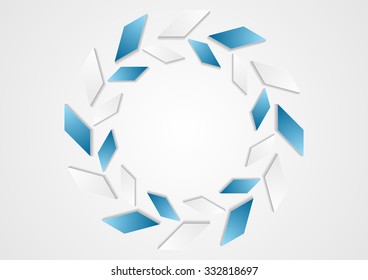 Tech geometric blue white logo design. Vector background