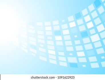 Tech geometric bright blue background with squares. Vector design