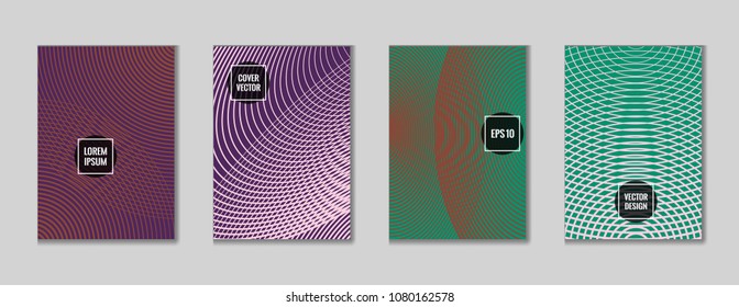 Tech geometric design title page vector. Cool tile journal header page set. First page minimal pattern for personal notebook, dairy or notepad.