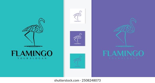 tech geometric flamingo logo inspiration collection