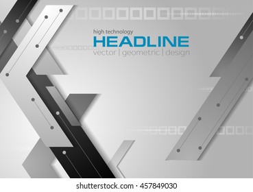 Tech geometric grey corporate background. Vector technology design