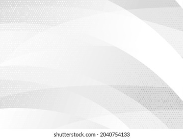 Tech geometric grey wavy background with dots. Abstract minimal vector design