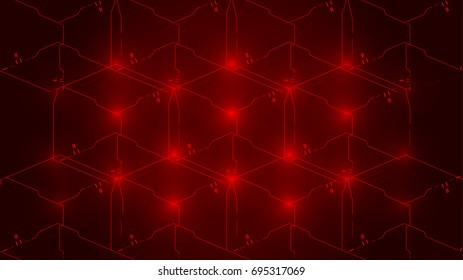 tech geometric pattern in red vector