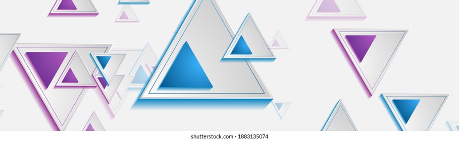 Triângulos geométricos técnicos abstraem o contexto corporativo. Design de banner de vetor