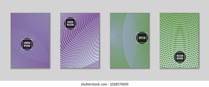 Tech geometrical lines notebook cover pattern. Minimalistic notepad cover texture set. Colorful title page design for school notebook, dairy or notepad.