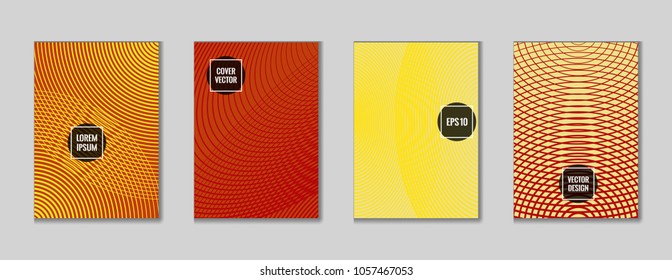 Tech geometrical lines notebook cover background. Minimalistic notepad cover tile set. Colorful title page vector for school notebook, dairy or notepad.