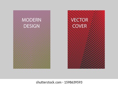 Tech geometrical lines notebook cover pattern. Minimalistic notepad cover texture set. Colorful title page illustration for student.