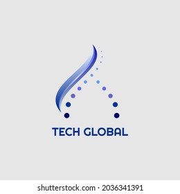 Tech Global Logo Buchstabe A. Logo aus dem Brief. Logo-Marke. Buchstabe A mit Logo