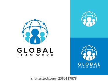  tech global people logo. community human vector design template