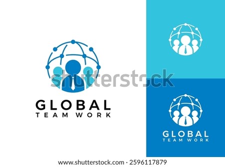  tech global people logo. community human vector design template