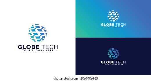 Tech Globe Logo Design And Business Card Inspiration