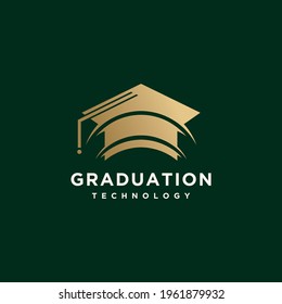 Tech-Graduiertenlogo mit goldenem Farblogo für Luxusuniversität
