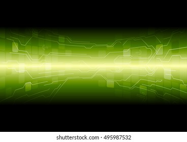 Technisch grüner Hintergrund mit Leiterplatten-Linien und Quadraten. Vektordesign