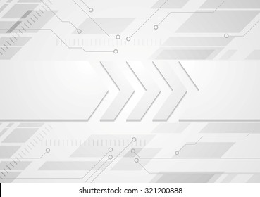 Tech grey abstract background with big arrows. Vector design