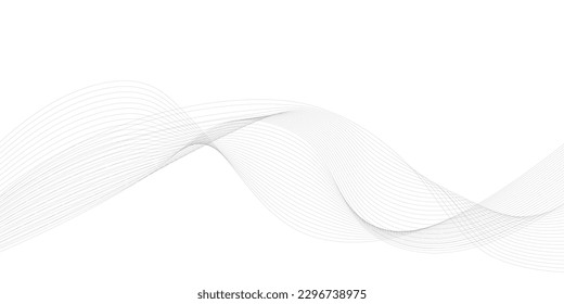 Tech grey abstract wave digital element for design. Curved wavy line design element 