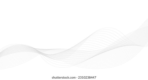 Tech grey abstract wave digital element for design. Curved wavy line design element 