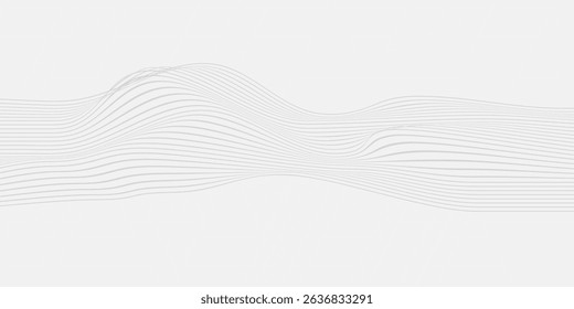Tech grey abstract wave digital element for design. Curved wavy line design element 