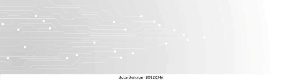 Tech grey futuristic circuit board abstract banner. Web header vector background