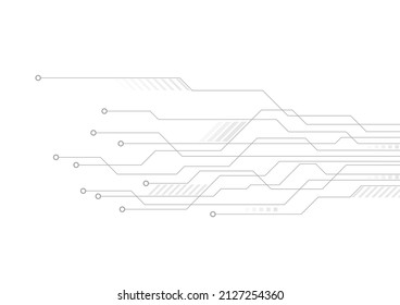 Tech grey futuristic circuit board lines abstract background. Vector computer chip graphic design