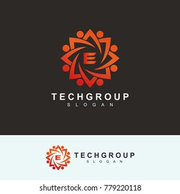 Tech Group initial Letter E Logo design