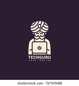 Tech Guru Logo Template Design. Vector Illustration.