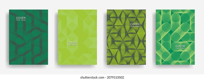 Formas de semitono técnico diseño de colección de plantillas de portada geométricas mínimas. Fondo vectorial de líneas de semitono de triángulo, hexágono, rhombus, formas de círculo. Fondo de cobertura geométrica clásica.