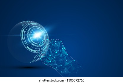 tech hand touching hud sphere innovative concept template background eps 10 vector