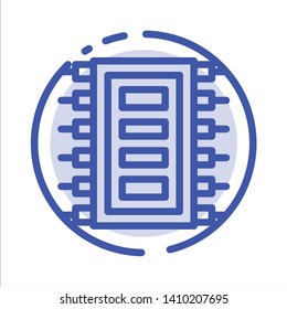 Tech, Hardware, Chip, Computer, Connect Blue Dotted Line Line Icon