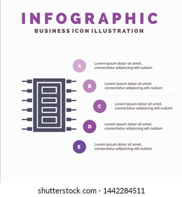 Tech, Hardware, Chip, Computer, Connect Solid Icon Infographics 5 Steps Presentation Background