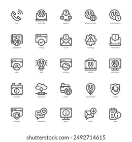 Tech Help and Support icon pack for your website, mobile, presentation, and logo design. Tech Help and Support icon outline design. Vector graphics illustration and editable stroke.