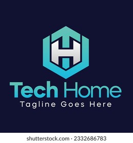 Diseño del logotipo de Tech Home TH para empresas tecnológicas