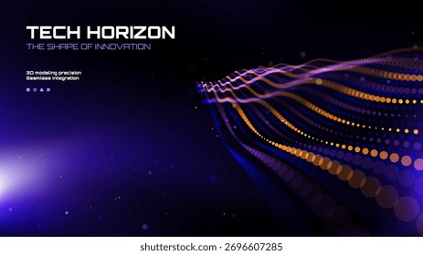 Tech horizon abstract vector background. Futuristic graphic for digital data visualization. Science and engineering concept.