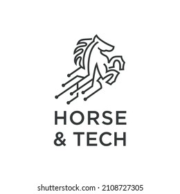 Tech Horse Line art icon logo vector illustration