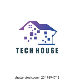 Design-Vorlage für digitale Logos in Tech House, Technologiehaus, Logo-Vorlage Minimal-Tech-Logo