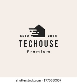 tech house home mortgage roof architect hipster vintage logo vector icon illustration