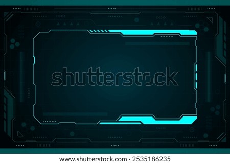 Tech HUD Frame: Futuristic Teal Digital Interface vector technology abstract design.