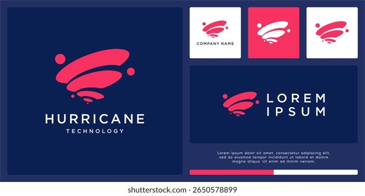 Tech hurricane logo design with dot and line